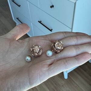 Dior TRIBAL EARRINGS Rose Gold Floral Earrings with Pearls